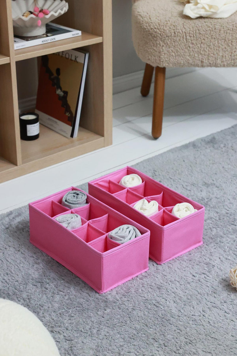 REKHOME 2'li Pembe 8 Bölmeli Çekmece Düzenleyici / 15 x 30.5 x 10.8 cm