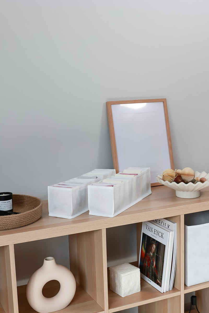 REKHOME 2'li Set Beyaz 10 Bölmeli Dolap Çekmece İçi Akordiyon Tipi Katlanır Çamaşır Düzenleyici Organizer