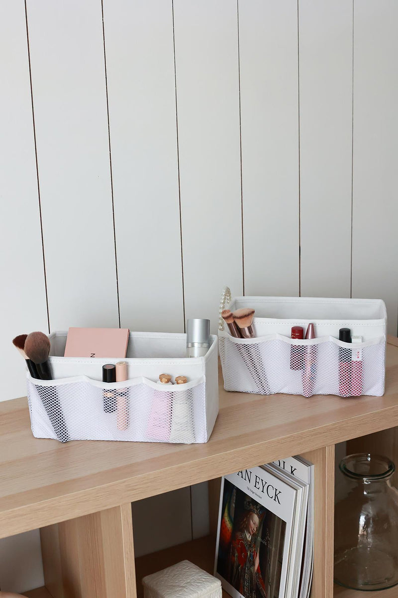 REKHOME 2'li Set Beyaz Makyaj Kozmetik Düzenleyici Organizer Makyaj Kutusu