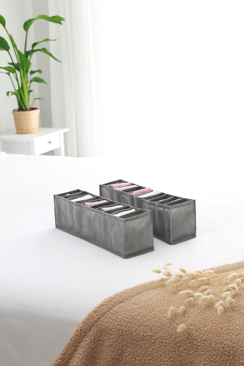 REKHOME 2'li Set Gri 10 Bölmeli Dolap Çekmece İçi Akordiyon Tipi Katlanır Çamaşır Düzenleyici Organizer