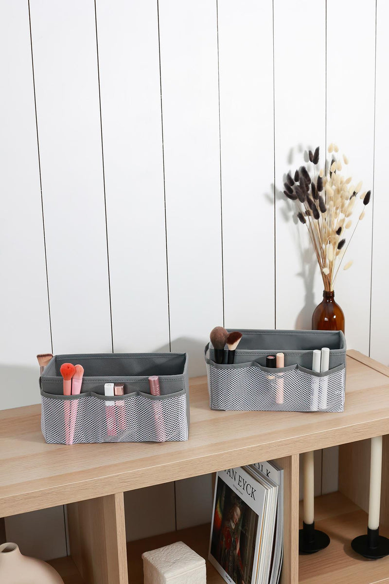 REKHOME 2'li Set Gri Makyaj Kozmetik Düzenleyici Organizer Makyaj Kutusu