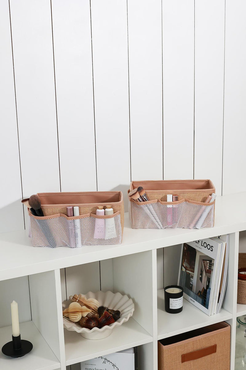 REKHOME 2'li Set Jüt Makyaj Kozmetik Düzenleyici Organizer Makyaj Kutusu