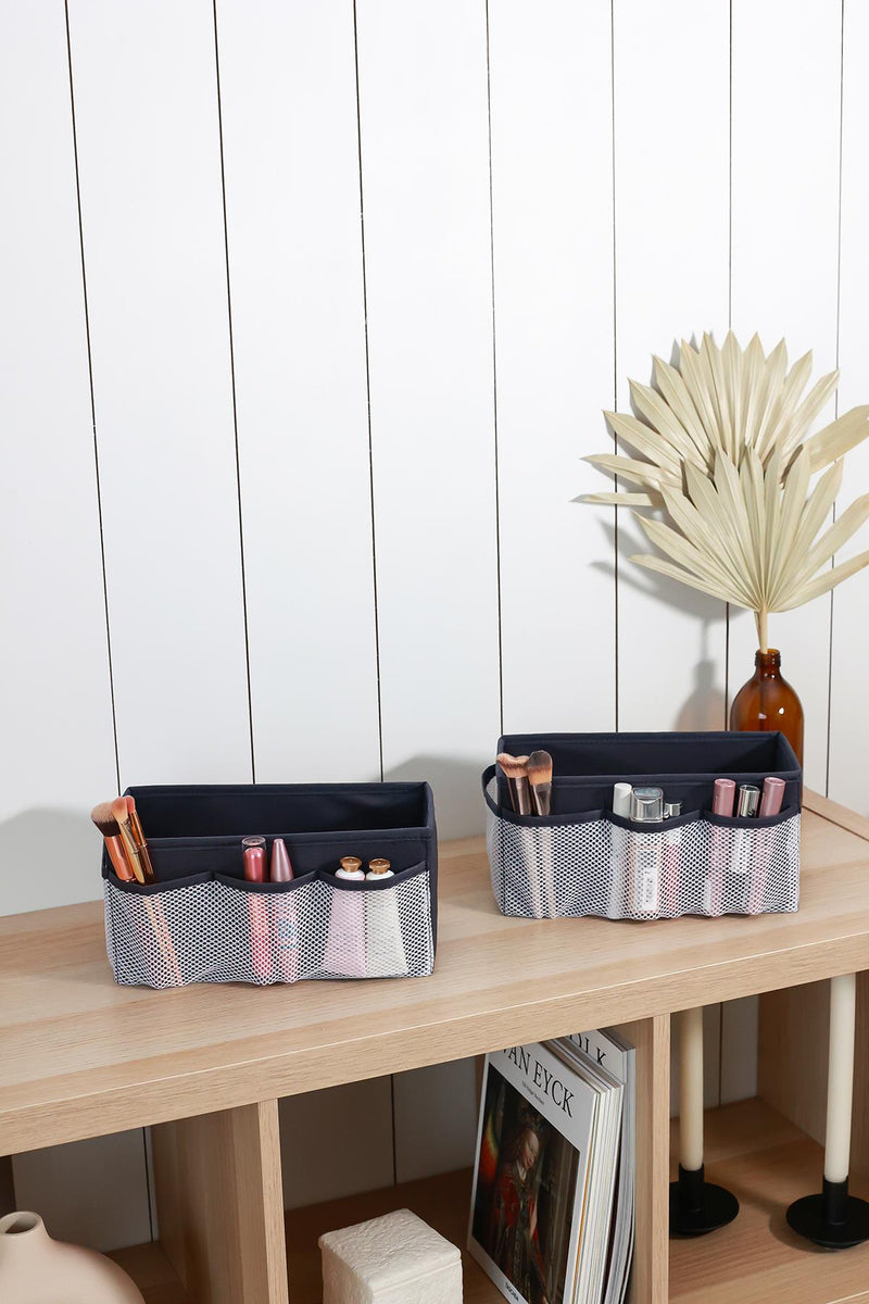 REKHOME 2'li Set Lacivert Makyaj Kozmetik Düzenleyici Organizer Makyaj Kutusu