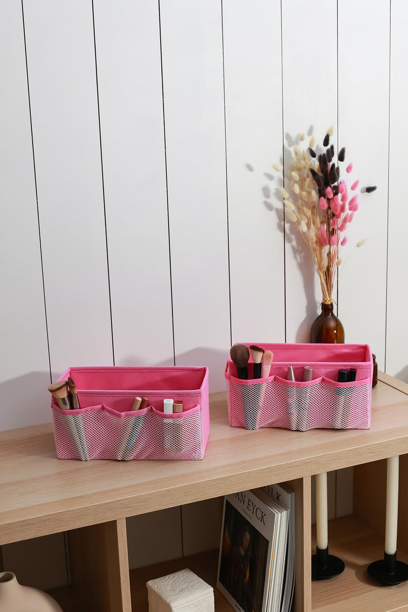 REKHOME 2'li Set Pembe Makyaj Kozmetik Düzenleyici Organizer Makyaj Kutusu