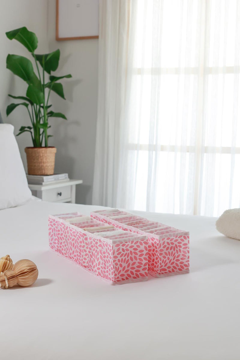 REKHOME 2'li Set Yaprak Pudra 10 Bölmeli Dolap Çekmece İçi Akordiyon Tipi Katlanır Çamaşır Düzenleyici Organizer