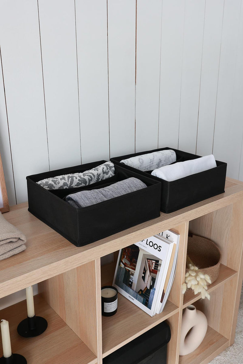 REKHOME 2'li Siyah 3 Bölmeli Çekmece Düzenleyici / 30.5 x 30.5 x 10.8 cm