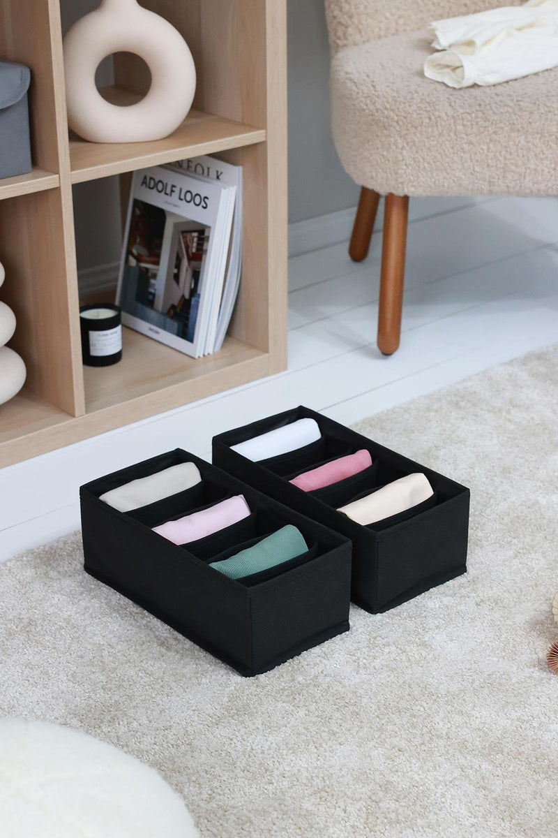 REKHOME 2'li Siyah 6 Bölmeli Çekmece Düzenleyici / 15 x 30.5 x 10.8 cm