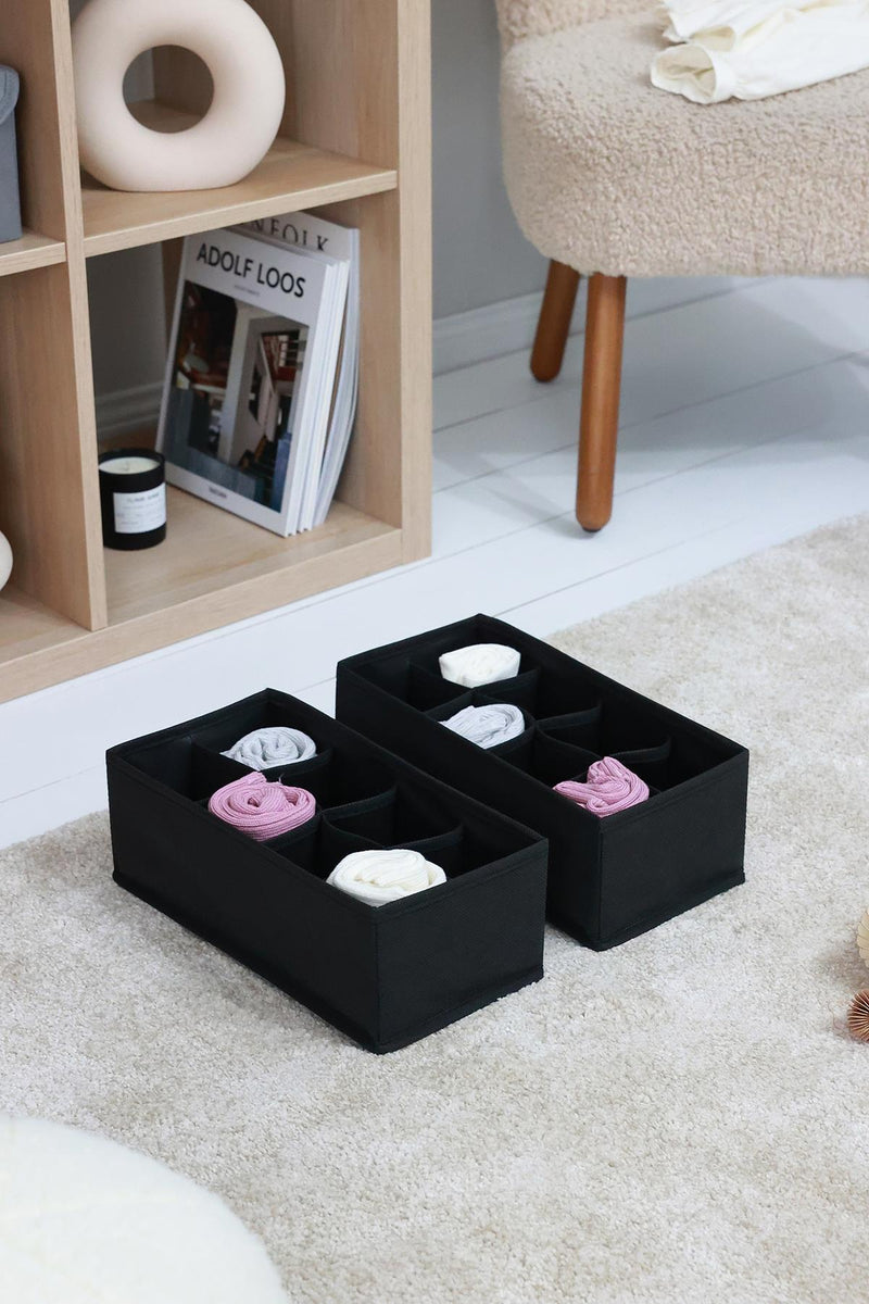 REKHOME 2'li Siyah 8 Bölmeli Çekmece Düzenleyici / 15 x 30.5 x 10.8 cm