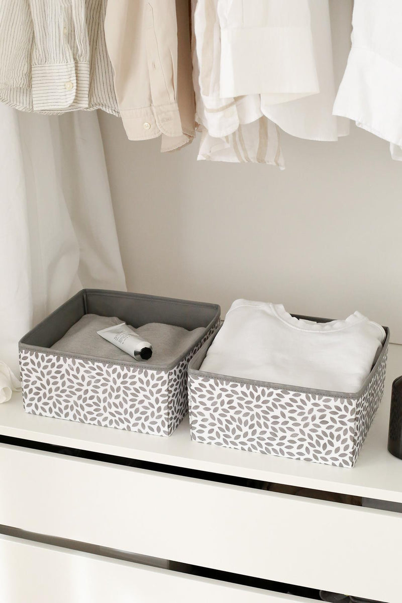 REKHOME 2'li Yaprak Gri Çocuk Odası Dolap Çekmece Içi Çamaşır Düzenleyici Saklama Kutusu Organizer
