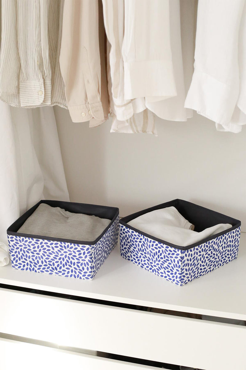 REKHOME 2'li Yaprak Lacivert Yaprak Çocuk Odası Dolap Çekmece Içi Çamaşır Düzenleyici Saklama Kutusu