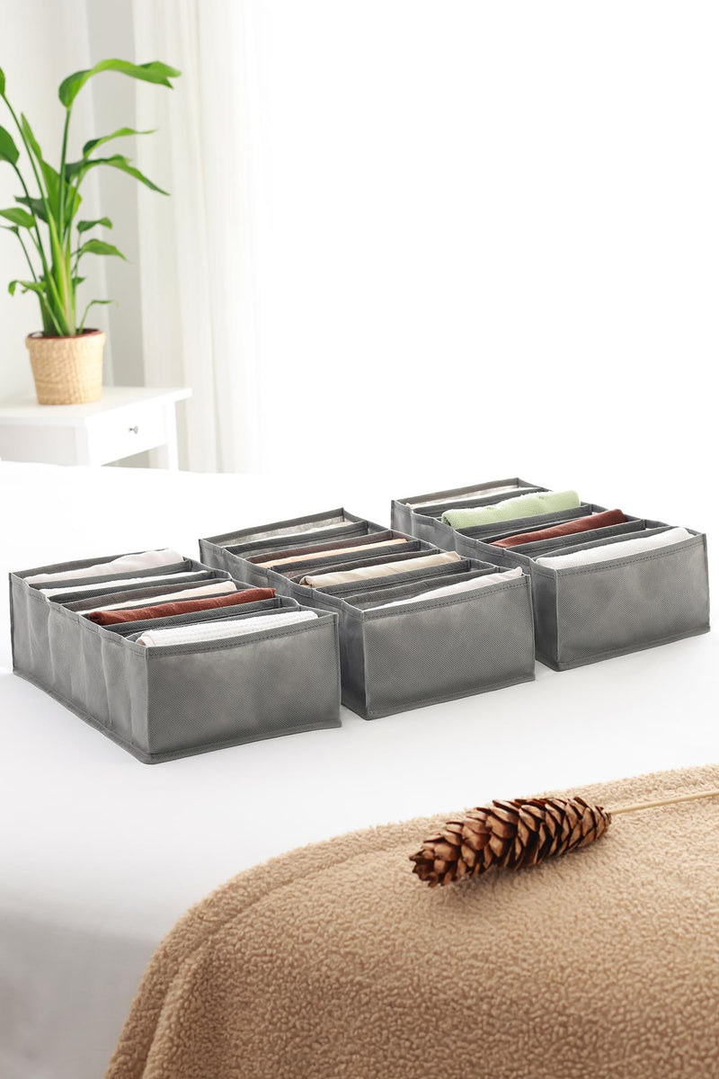 REKHOME 3'lü Set Gri 7 Bölmeli Dolap Çekmece İçi Akordiyon Tipi Katlanır Çamaşır Düzenleyici Organizer