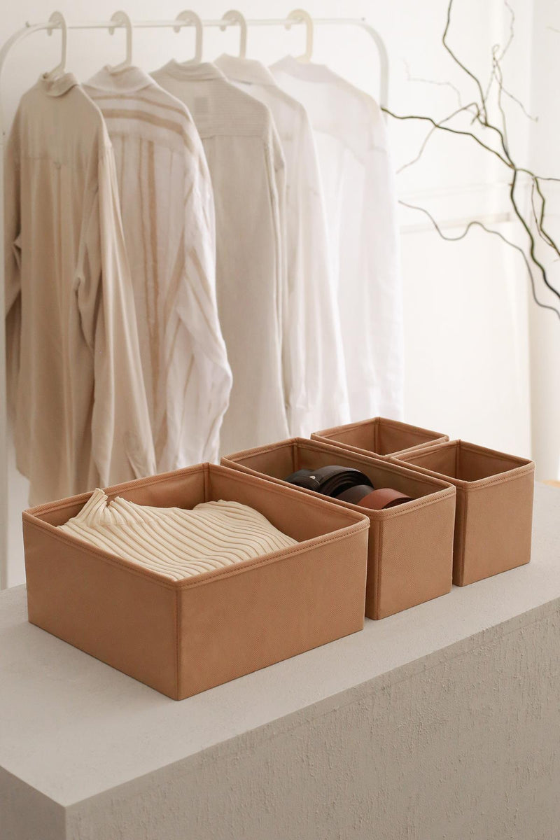 REKHOME 4'lü Bej Çekmece İçi Düzenleyici Organizer Set