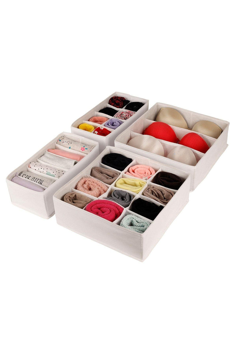 REKHOME 4lü Beyaz Çocuk Odası Dolap Çekmece İçi Çamaşır Çorap Düzenleyici Petek Akordiyon Organizer