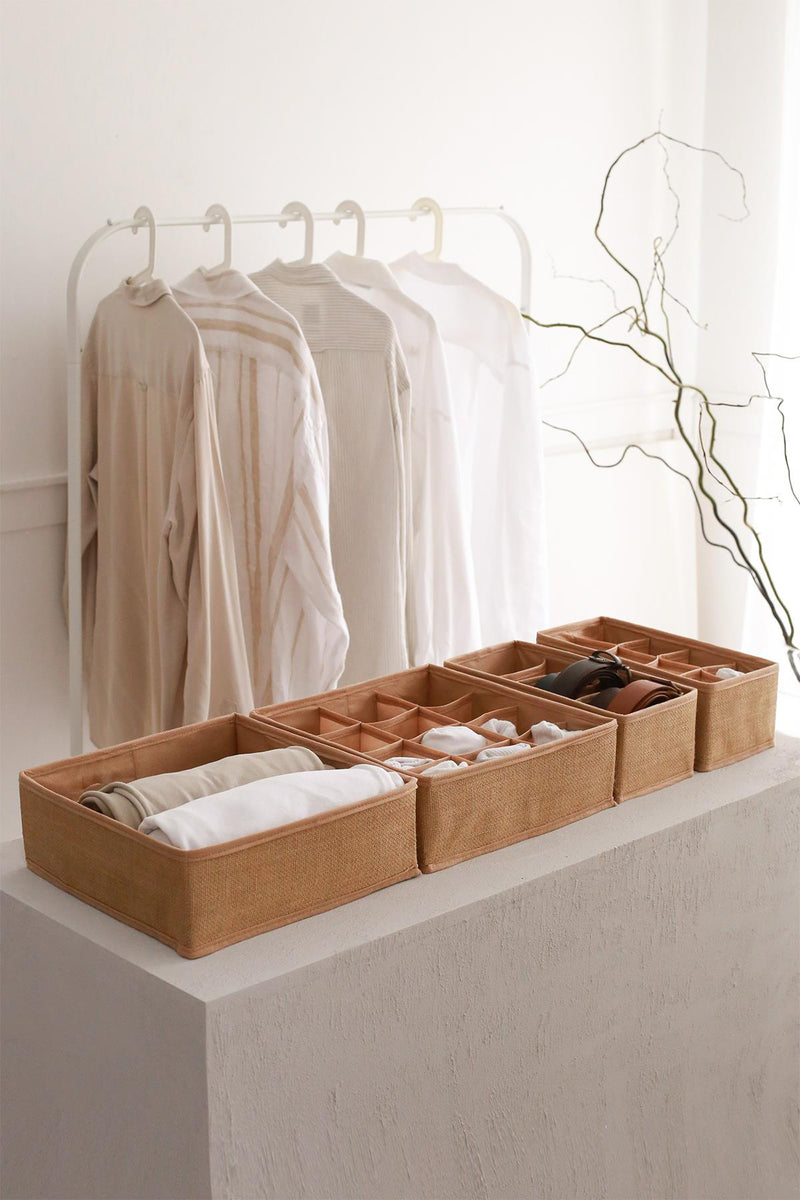 REKHOME 4lü Jüt Çocuk Odası Dolap Çekmece İçi Çamaşır Çorap Düzenleyici Petek Akordiyon Organizer