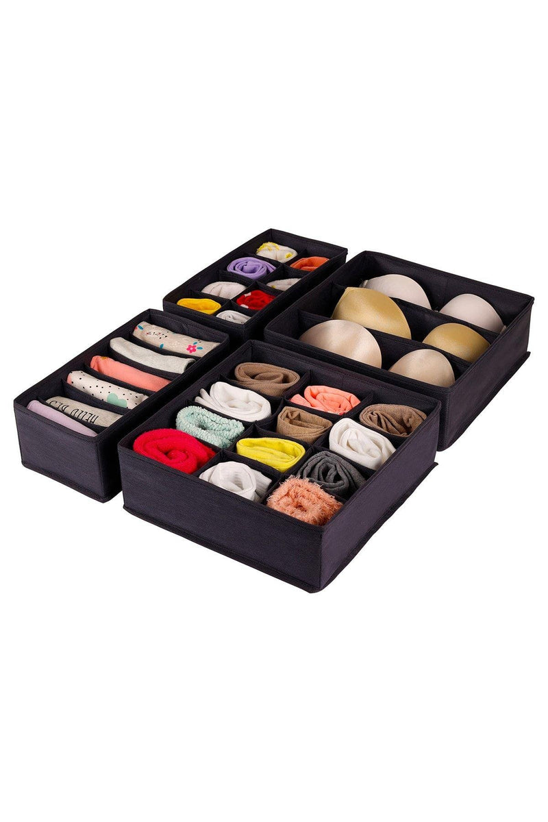 REKHOME 4lü Lacivert Çocuk Odası Dolap Çekmece İçi Çorap Düzenleyici Petek Akordiyon Organizer