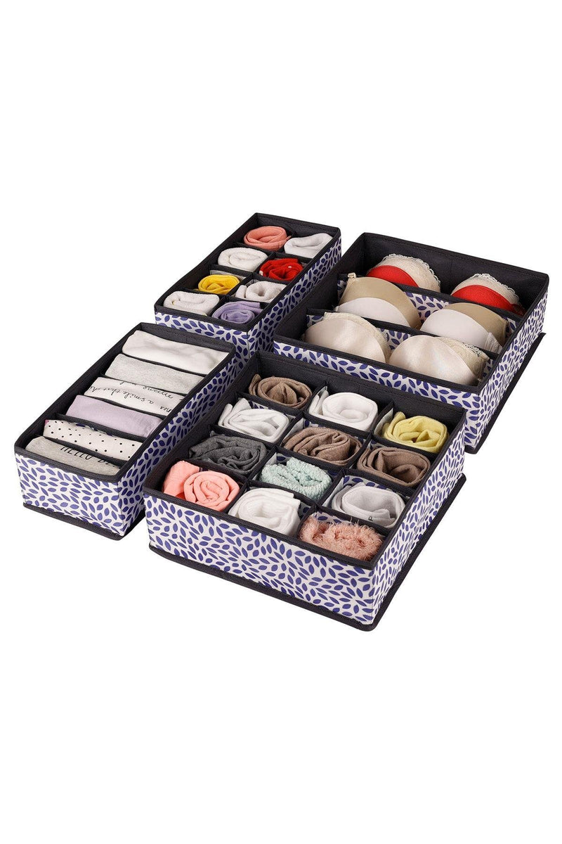 REKHOME 4lü Yaprak Lacivert Çocuk Odası Dolap Çekmece İçi Çorap Düzenleyici Petek Akordiyon Organizer