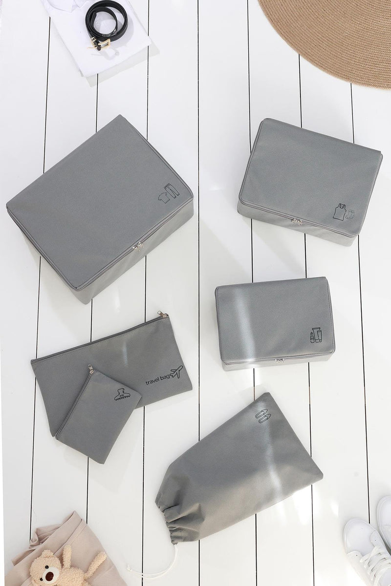 REKHOME 6'lı Gri Valiz Düzenleyici Bavul İçi Organizer Set Seyehat Hurcu