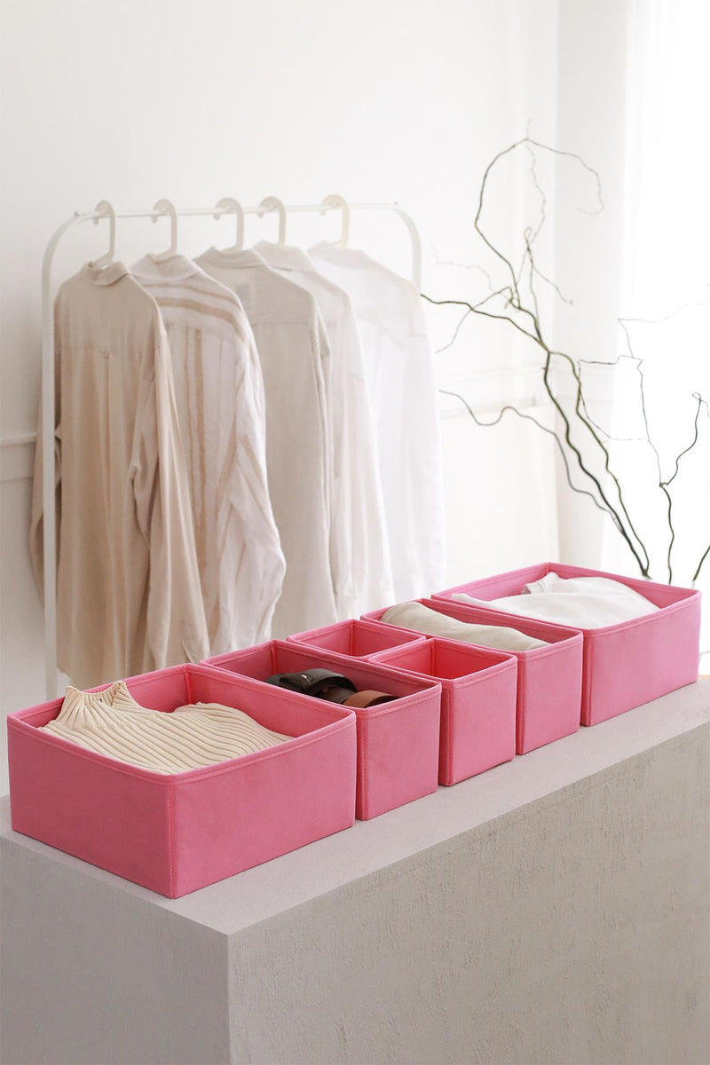 REKHOME 6'lı Pembe Çekmece İçi Düzenleyici Organizer Set