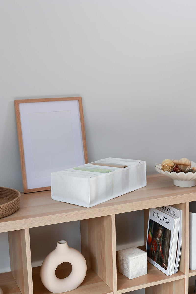 REKHOME 7 Bölmeli Beyaz Dolap Çekmece İçi Akordiyon Tipi Katlanır Çamaşır Düzenleyici Organizer