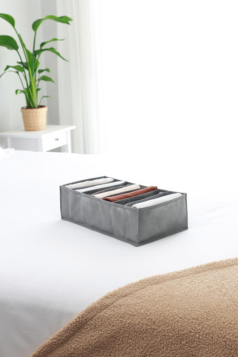 REKHOME 7 Bölmeli Gri Dolap Çekmece İçi Akordiyon Tipi Katlanır Çamaşır Düzenleyici Organizer