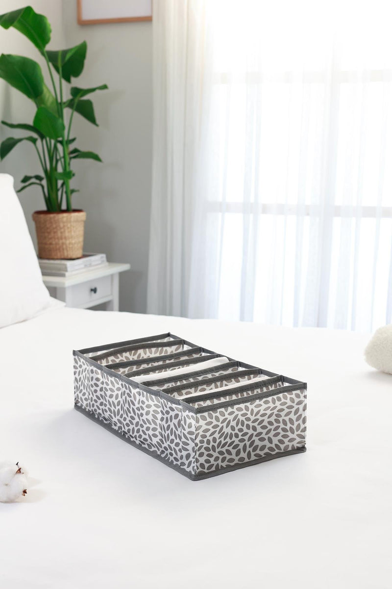 REKHOME 7 Bölmeli Yaprak Gri Dolap Çekmece İçi Akordiyon Tipi Katlanır Çamaşır Düzenleyici Organizer