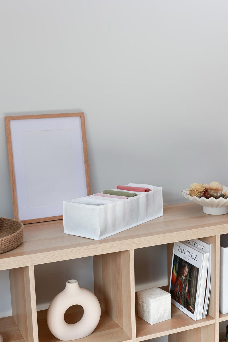 REKHOME 8 Bölmeli Beyaz Dolap Çekmece İçi Akordiyon Tipi Katlanır Çamaşır Düzenleyici Organizer