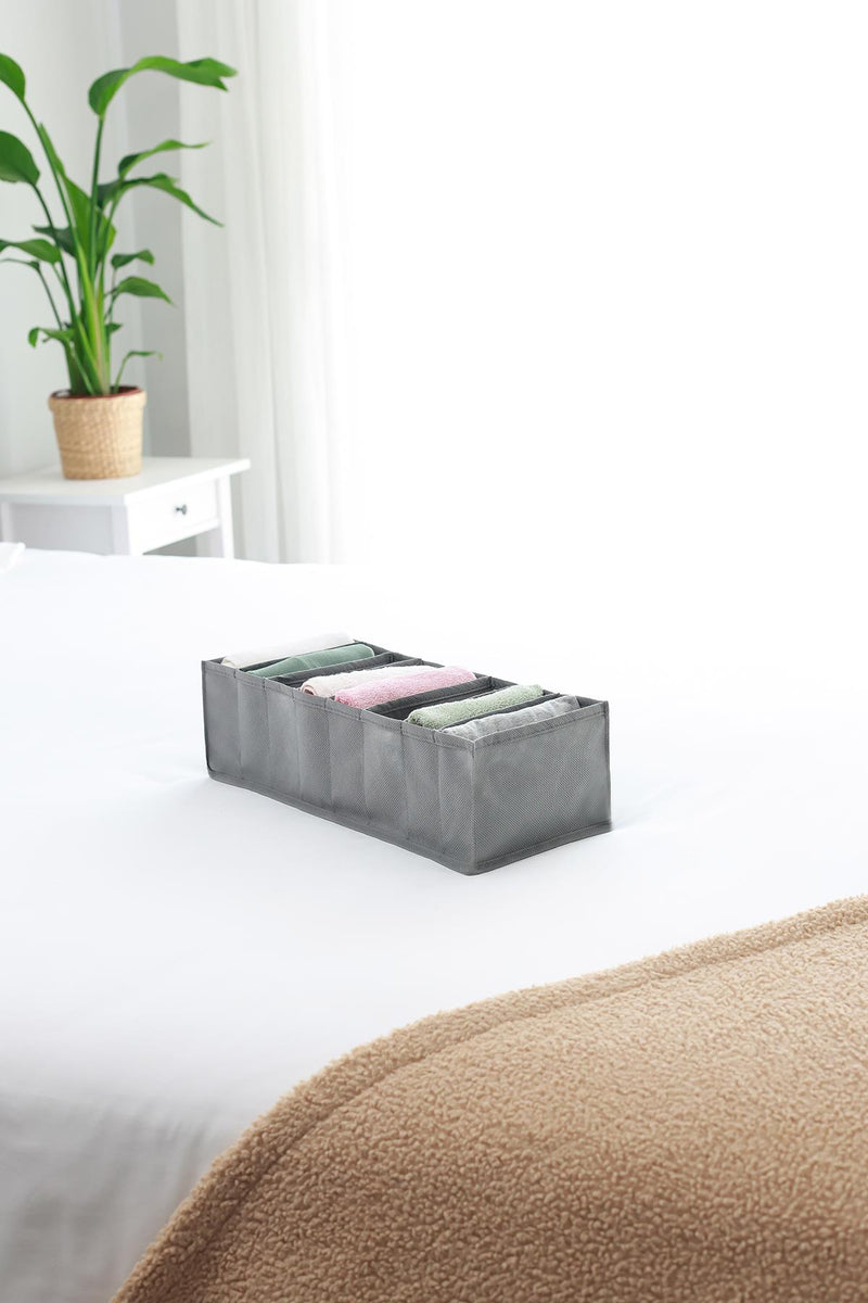 REKHOME 8 Bölmeli Gri Dolap Çekmece İçi Akordiyon Tipi Katlanır Çamaşır Düzenleyici Organizer