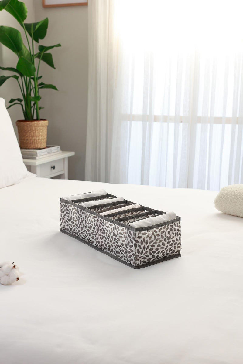 REKHOME 8 Bölmeli Yaprak Gri Dolap Çekmece İçi Akordiyon Tipi Katlanır Çamaşır Düzenleyici Organizer