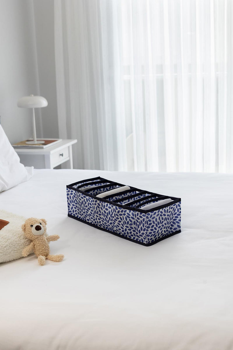 REKHOME 8 Bölmeli Yaprak Lacivert Dolap Çekmece İçi Akordiyon Tipi Katlanır Çamaşır Düzenleyici Organizer