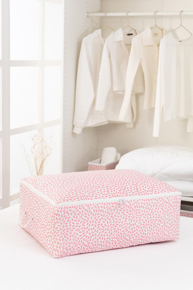 REKHOME Büyük Boy Baza Altı Pudra Yaprak Baskılı Hurç / 62x46x22