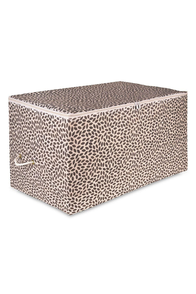 REKHOME Büyük Boy Gri Yaprak Baskılı Hurç / 64x41x35