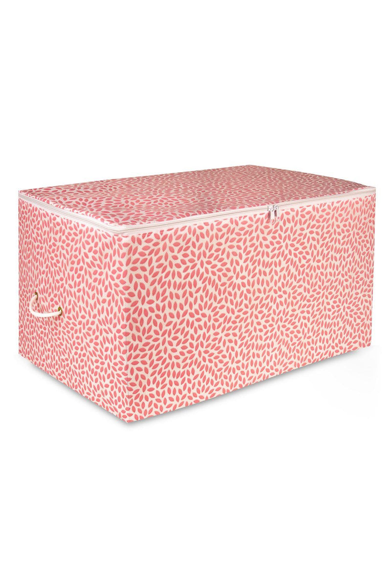 REKHOME Büyük Boy Pudra Yaprak Baskılı Hurç / 64x41x35