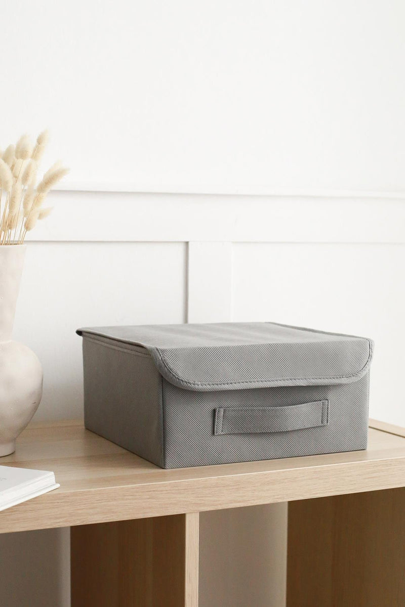 REKHOME Gri Kapaklı Dolap Çekmece Içi Takı Makyaj Çamaşır Katlanır Saklama Kutusu Organizer