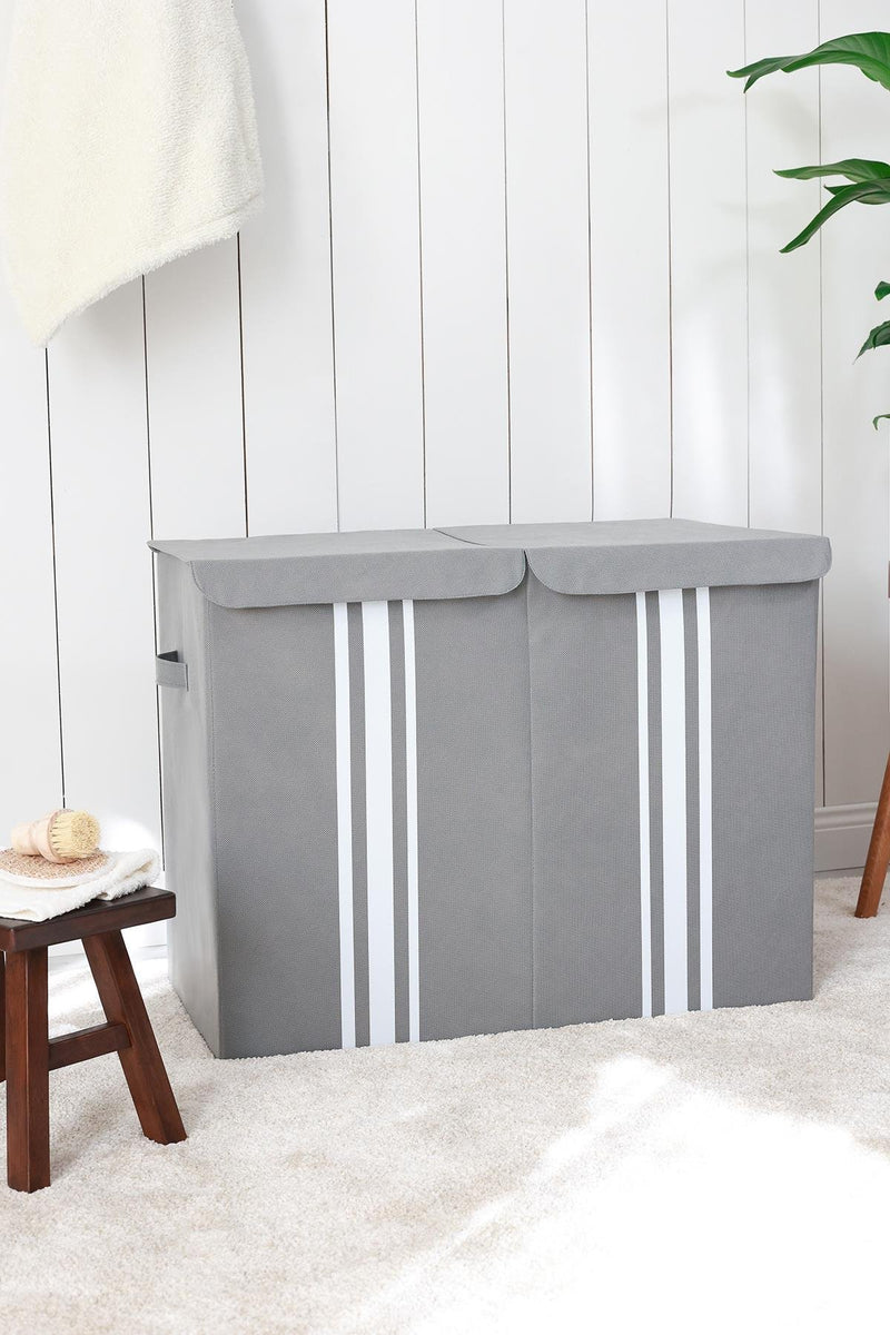 REKHOME Gri Kapaklı Katlanır Kirli Çamaşır Çocuk Odası Oyuncak Düzenleyici Saklama Kutusu Sepet