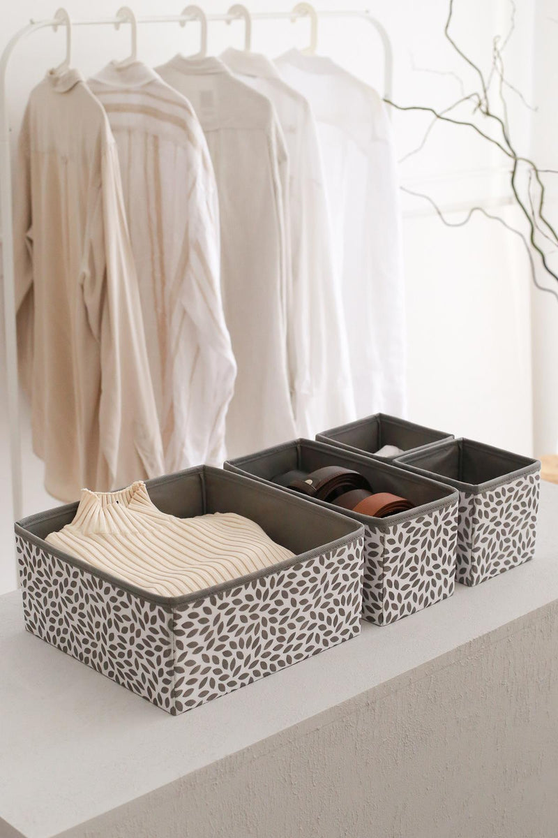 REKHOME Gri Yaprak Çekmece İçi Düzenleyici 4'lü Organizer Set