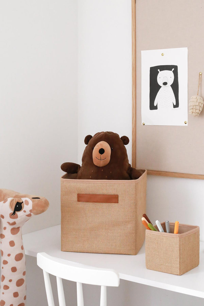 REKHOME Jüt Dolap Içi Çamaşır Oyuncak Düzenleyici Katlanır Saklama Kutusu Organizer 28x28x28