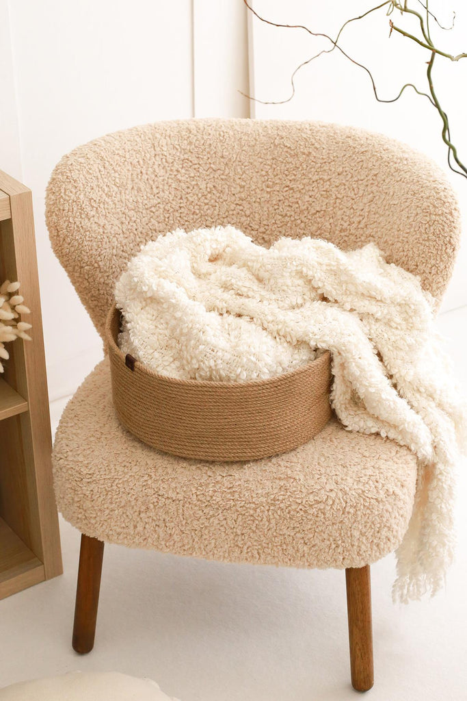 REKHOME Jüt Halat Düzenleyici Saklama Dekoratif Hasır Sepet Organizer 35x15