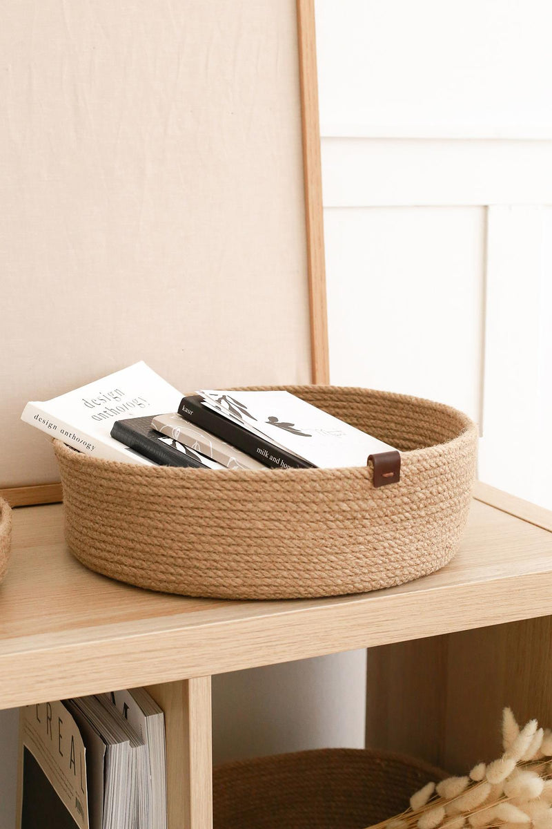 REKHOME Jüt Halat Düzenleyici Saklama Dekoratif Hasır Sepet Organizer 25x9