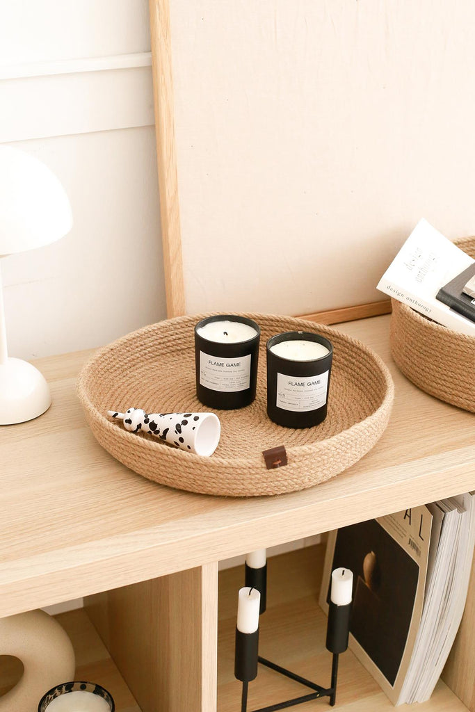 REKHOME Jüt Halat Düzenleyici Saklama Dekoratif Hasır Sepet Organizer 30x5