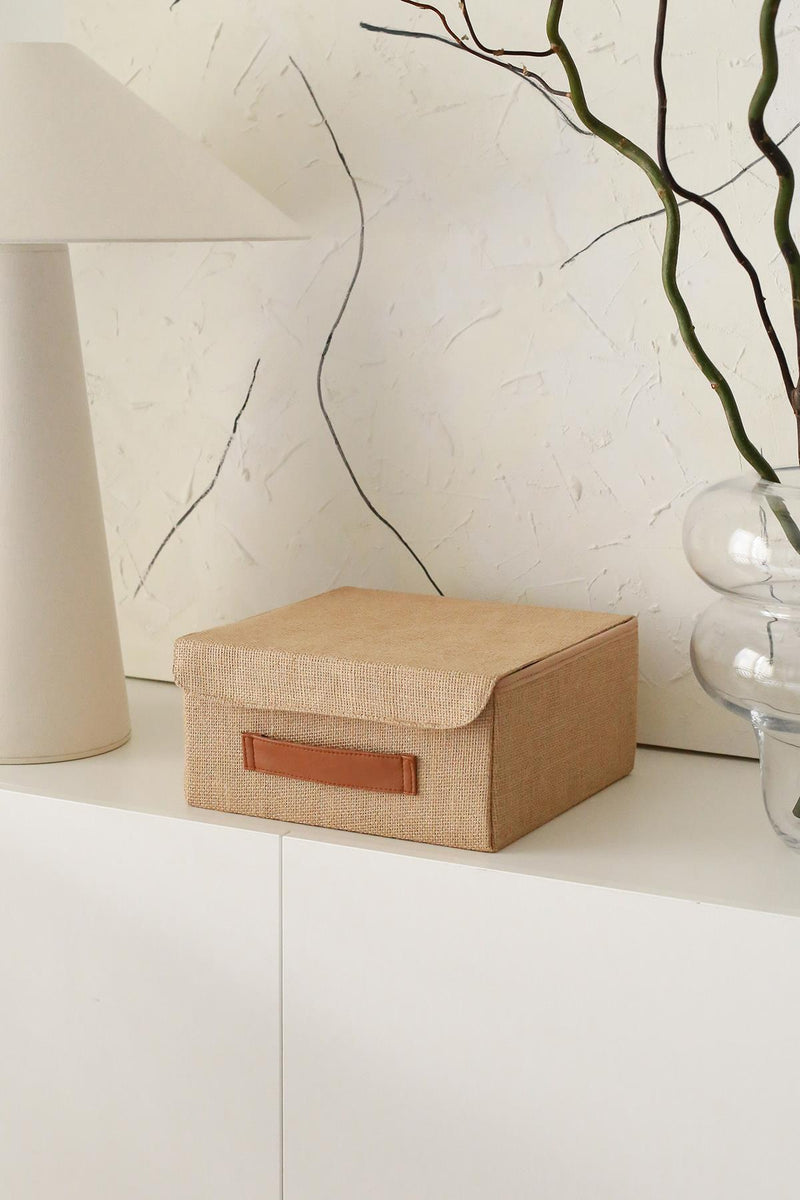 REKHOME Jüt Kapaklı Dolap Çekmece Içi Takı Makyaj Çamaşır Katlanır Saklama Kutusu Organizer