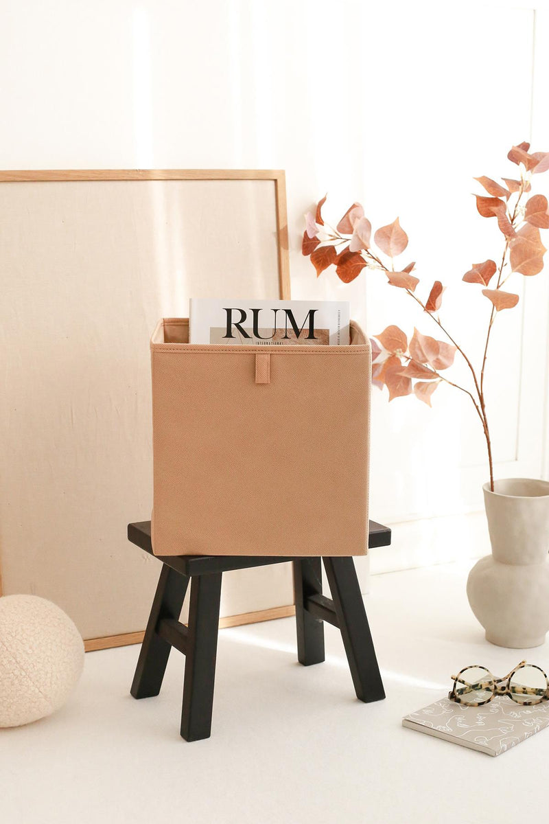 REKHOME Kapaksız Çok Amaçlı Saklama Kutusu Dekoratif Düzenleyici Organizer / Bej