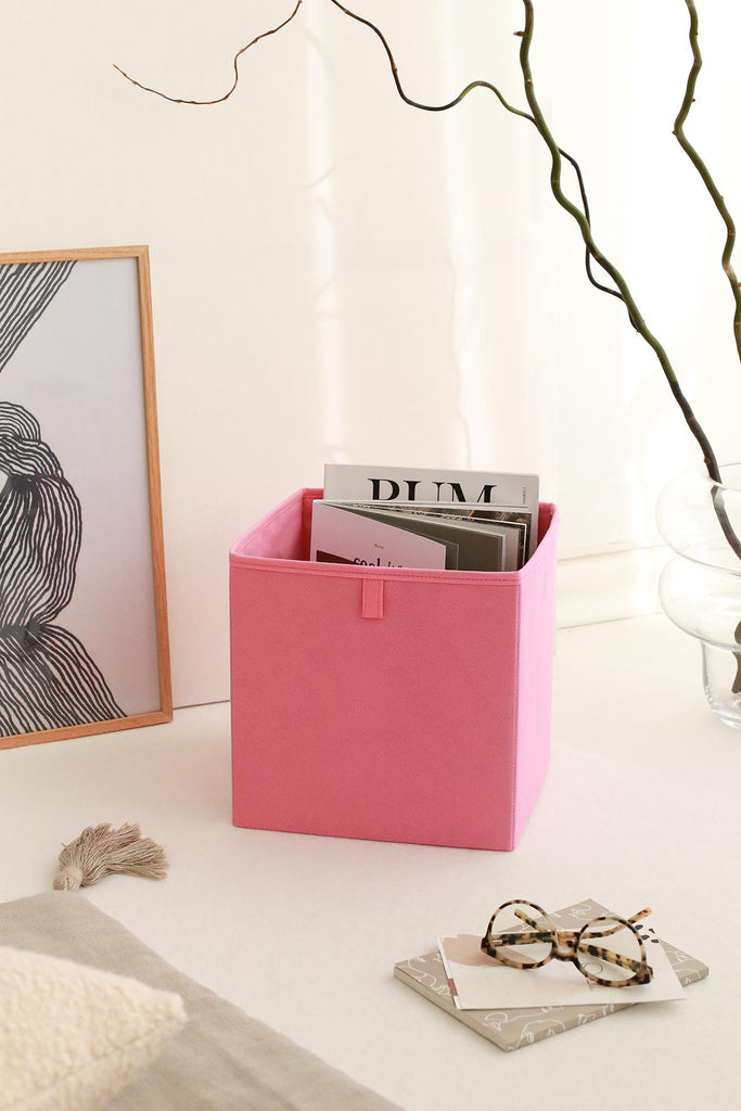 REKHOME Kapaksız Çok Amaçlı Saklama Kutusu Dekoratif Düzenleyici Organizer / Pembe
