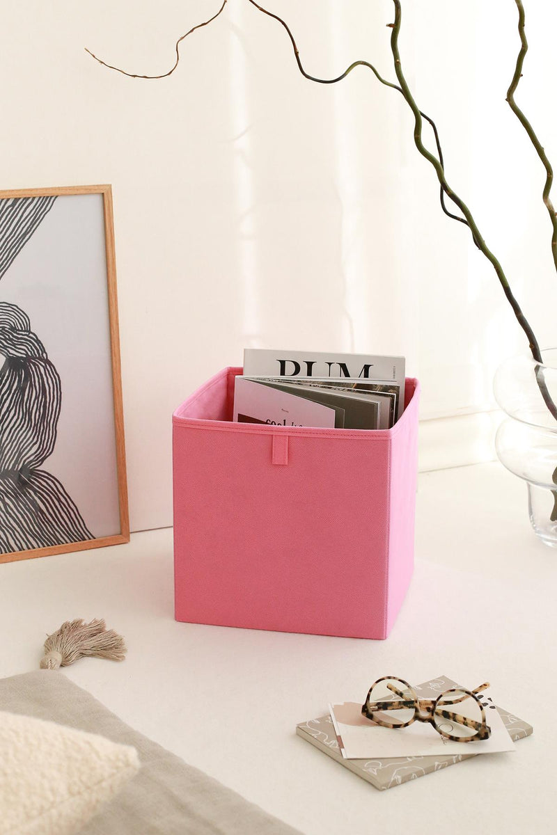 REKHOME Kapaksız Çok Amaçlı Saklama Kutusu Dekoratif Düzenleyici Organizer / Pembe