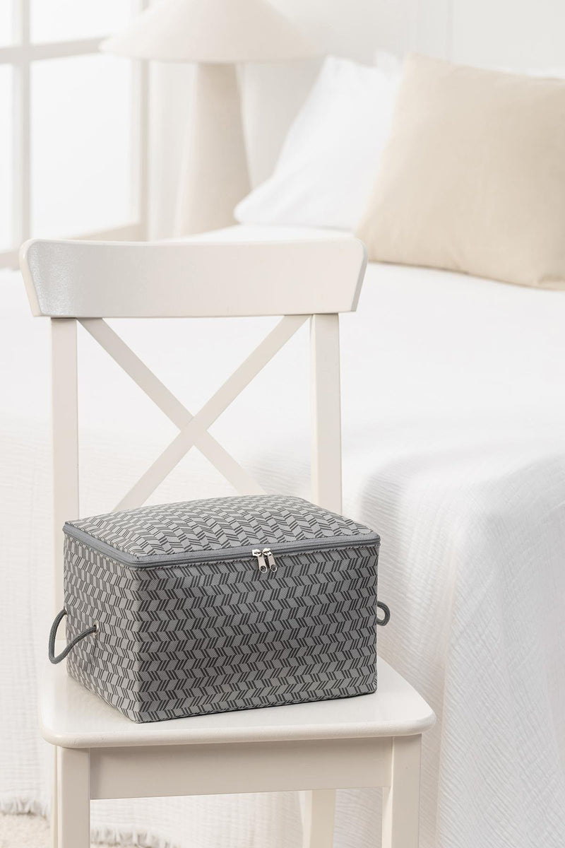 REKHOME Küçük Boy Balıksırtı Desenli Gri Baza Altı, Valiz Düzenleyici Hurç / 30x22x18