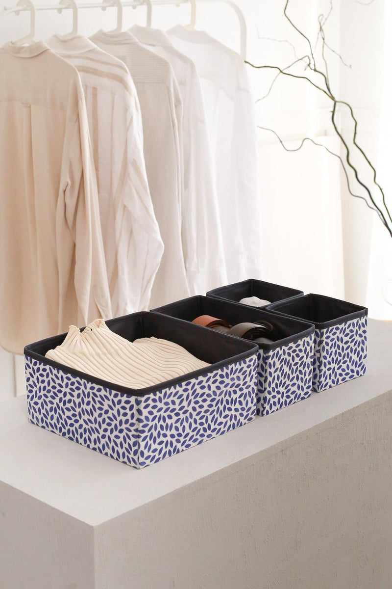 REKHOME Lacivert Yaprak Çekmece İçi Düzenleyici 4'lü Organizer Set