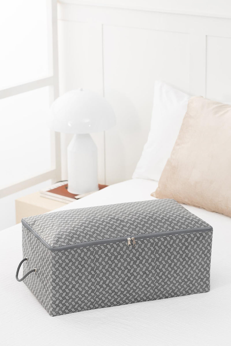 REKHOME Orta Boy Balıksırtı Baskılı Gri Hurç / 52x28x21