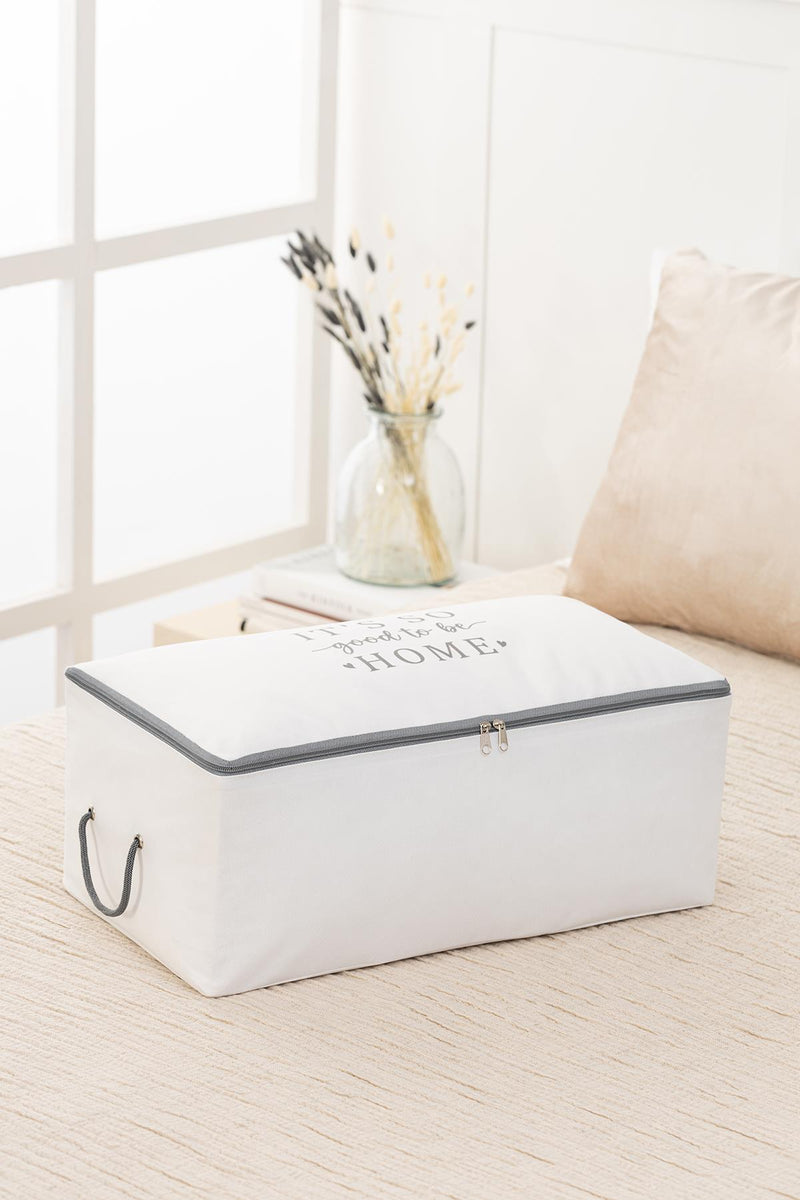 REKHOME Orta Boy Beyaz Gri Baskılı Hurç / 52x28x21