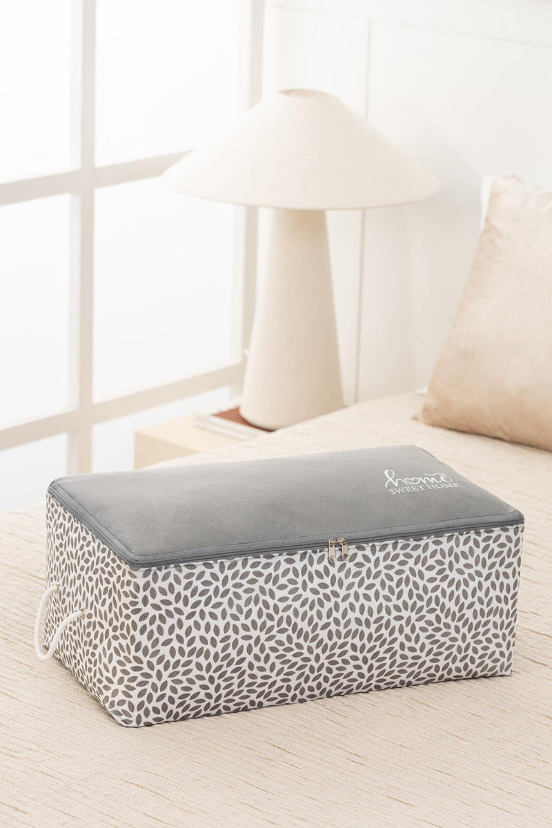 REKHOME Orta Boy Gri Home Sweet Home Baskılı Hurç / 52x28x21