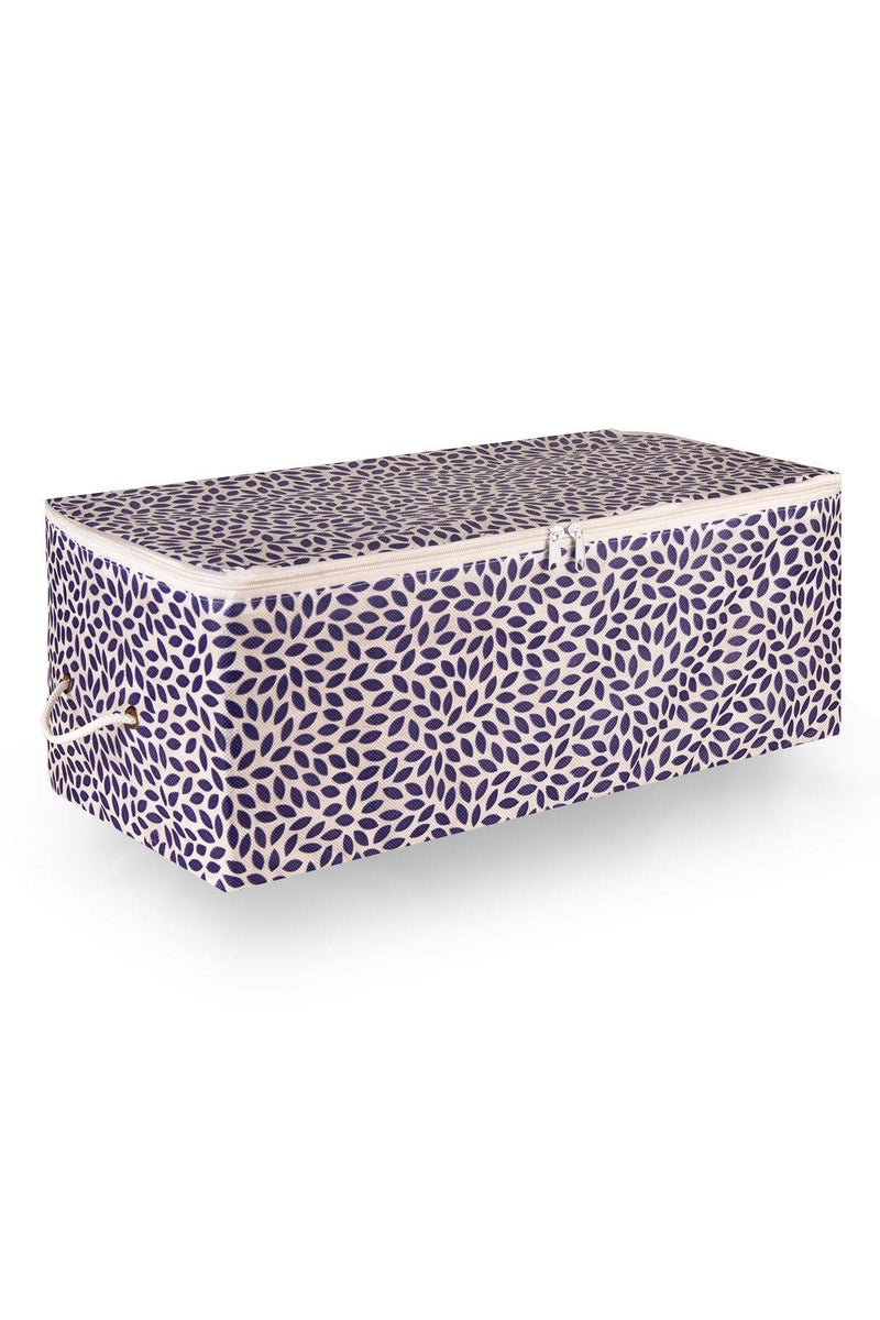 REKHOME Orta Boy Lacivert Yaprak Baskılı Hurç / 52x28x21