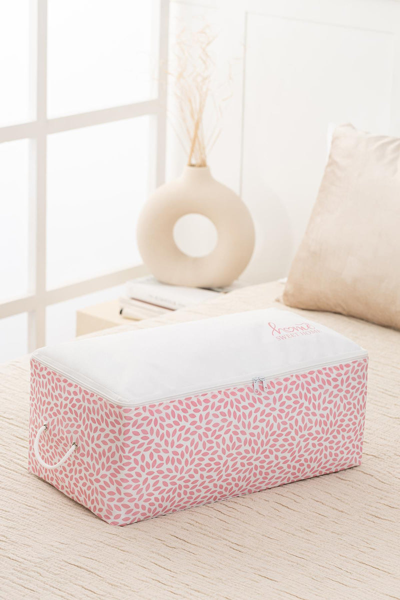 REKHOME Orta Boy Pudra Home Sweet Home Baskılı Hurç / 52x28x21